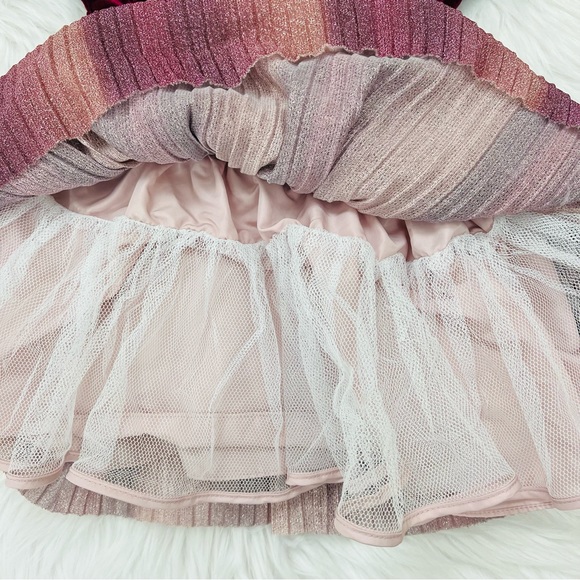 Pastourelle by Pippa & Julie Burgundy Velvet Dress with Shimmer Ruffles - Picture 6 of 11